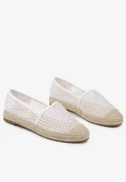 Białe Siateczkowe Espadryle na Podeszwie z Plecionki Setariva