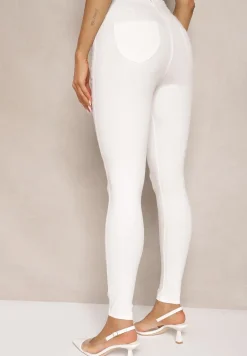 Białe Skinny Jeansy z Bawełną High Waist Lorie