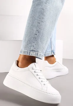 Białe Sneakersy na Grubej Podeszwie Cernanda