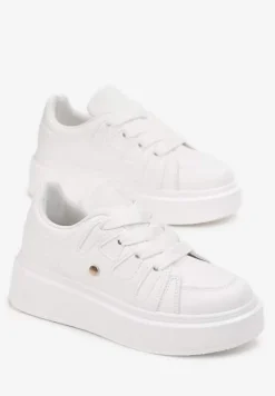 Białe Sneakersy na Grubej Podeszwie przed Kostkę Alisis