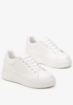 Białe Sneakersy na Grubej Podeszwie Yarna