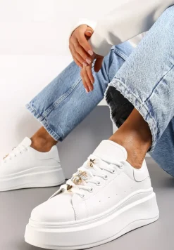 Białe Sneakersy na Grubej Podeszwie Celessi