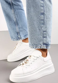 Białe Sneakersy na Grubej Podeszwie Celessi