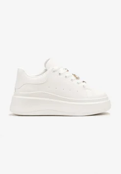 Białe Sneakersy na Grubej Podeszwie Celessi