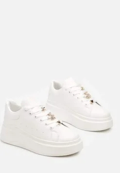 Białe Sneakersy na Grubej Podeszwie Celessi