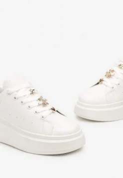 Białe Sneakersy na Grubej Podeszwie Celessi