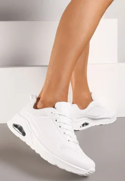 Białe Sneakersy na Grubej Podeszwie przed Kostkę Floemini