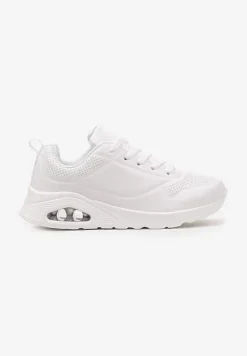 Białe Sneakersy na Grubej Podeszwie przed Kostkę Floemini