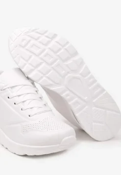 Białe Sneakersy na Grubej Podeszwie przed Kostkę Floemini