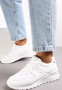Białe Sneakersy na Grubej Podeszwie Pheona