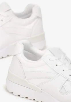Białe Sneakersy na Grubej Podeszwie Pheona