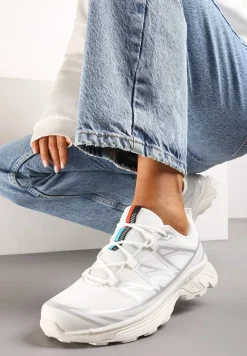 Białe Sneakersy na Grubej Podeszwie ze Sznurowaniem i Ozdobnymi Gumowymi Elementami Tellgina