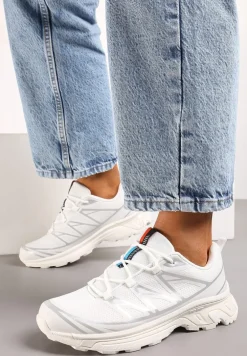 Białe Sneakersy na Grubej Podeszwie ze Sznurowaniem i Ozdobnymi Gumowymi Elementami Tellgina