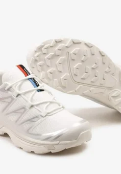 Białe Sneakersy na Grubej Podeszwie ze Sznurowaniem i Ozdobnymi Gumowymi Elementami Tellgina