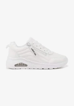 Białe Sneakersy na Platformie z Przezroczystą Wstawką i Suwakiem z Napisami Valentinae