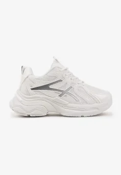 Białe Sneakersy na Platformie z Geometrycznym Wzorem Farissa