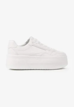 Białe Sneakersy na Platformie Ozdobionej Tłoczeniem Vaiviera