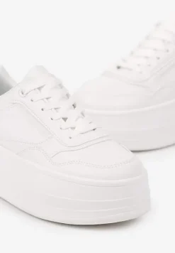 Białe Sneakersy na Platformie Ozdobionej Tłoczeniem Vaiviera