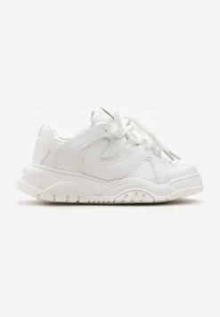 Białe Sneakersy na Platformie z Grubymi Sznurówkami Imyria