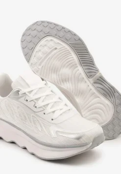 Białe Sneakersy na Podeszwie z Pianki Zdobione Geometrycznymi Detalami Ulianavia