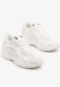 Białe Sneakersy Ozdobione Tłoczoną Cholewką Pillitha