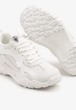 Białe Sneakersy Ozdobione Tłoczoną Cholewką Pillitha