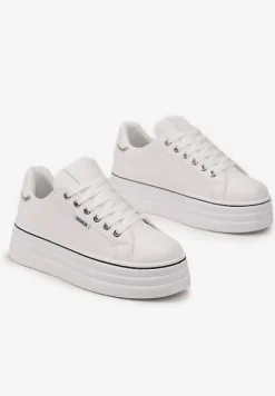 Białe Sneakersy przed Kostkę na Grubej Podeszwie Kernia