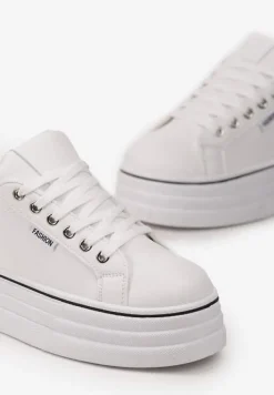 Białe Sneakersy przed Kostkę na Grubej Podeszwie Kernia