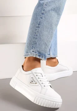 Białe Sneakersy Skórzane na Platformie Ulvinasa