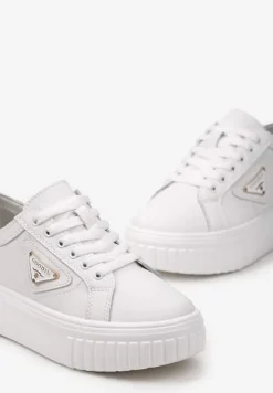 Białe Sneakersy Skórzane na Platformie Ulvinasa
