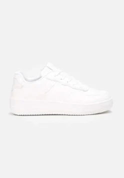 Białe Sneakersy Sznurowane na Grubej Podeszwie Taleith