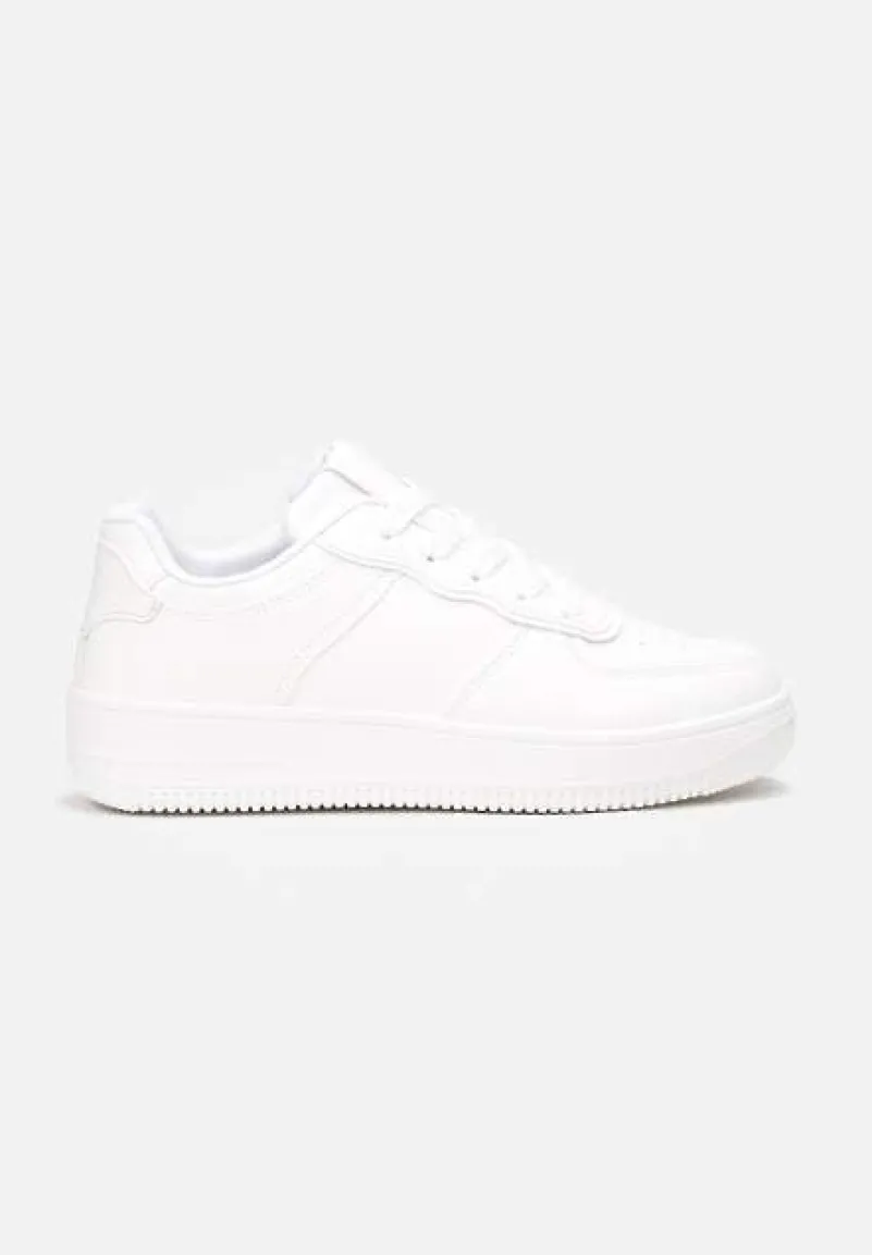 Białe Sneakersy Sznurowane na Grubej Podeszwie Taleith
