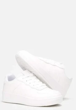 Białe Sneakersy Sznurowane na Grubej Podeszwie Taleith