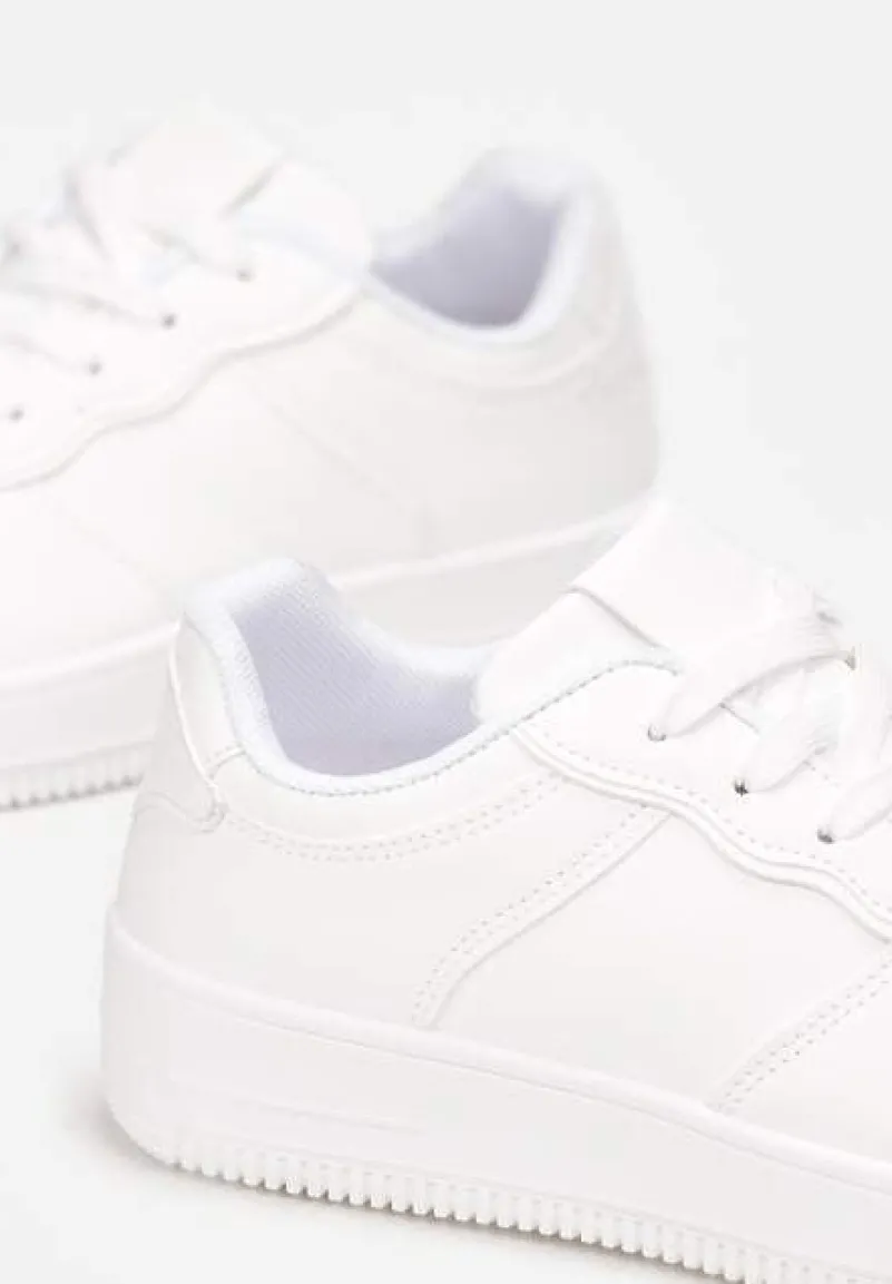 Białe Sneakersy Sznurowane na Grubej Podeszwie Taleith
