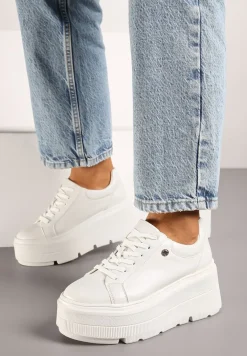 Białe Sneakersy Vices na Grubej Podeszwie Tuliri