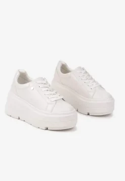 Białe Sneakersy Vices na Grubej Podeszwie Tuliri