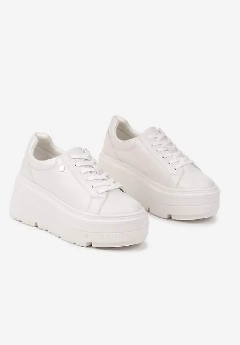 Białe Sneakersy Vices na Grubej Podeszwie Tuliri