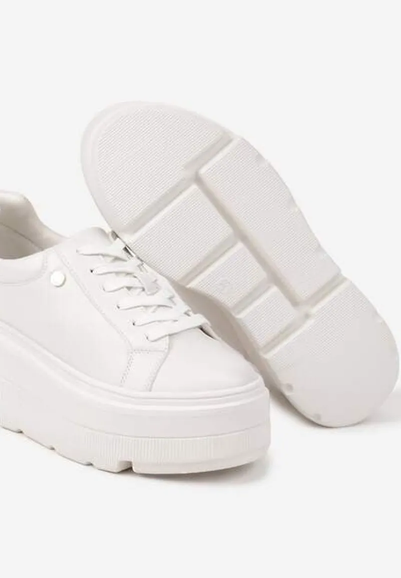 Białe Sneakersy Vices na Grubej Podeszwie Tuliri