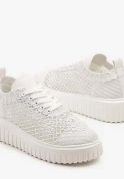 Białe Sneakersy Vices na Platformie z Ażurową Cholewką Lumerise