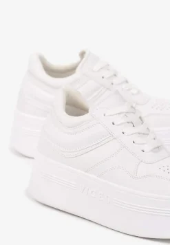 Białe Sneakersy Vices na Platformie z Tłoczonym Napisem ze Sznurowaniem Eanneth