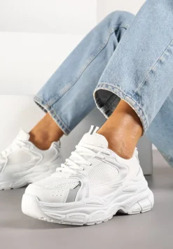 Białe Sneakersy Vices na Platformie Ozdobione Tłoczeniem Natiselle