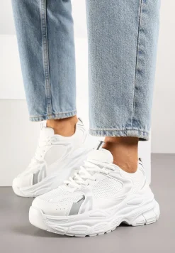 Białe Sneakersy Vices na Platformie Ozdobione Tłoczeniem Natiselle