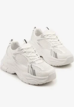 Białe Sneakersy Vices na Platformie Ozdobione Tłoczeniem Natiselle