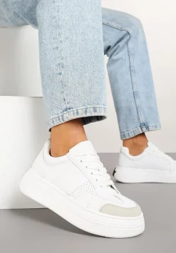Białe Sneakersy Vices na Platformie z Gwiazdką Fenarra