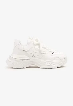 Białe Sneakersy w Streetwearowym Stylu na Tłoczonej Podeszwie Nelasea