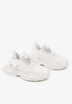 Białe Sneakersy w Streetwearowym Stylu z Ozdobnym Rzepem Akkaria