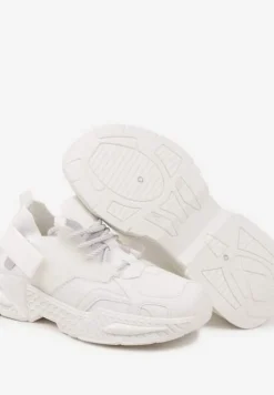 Białe Sneakersy w Streetwearowym Stylu z Ozdobnym Rzepem Akkaria