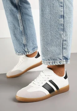 Białe Sneakersy w Stylu Tenisówek z Paskami Danareth