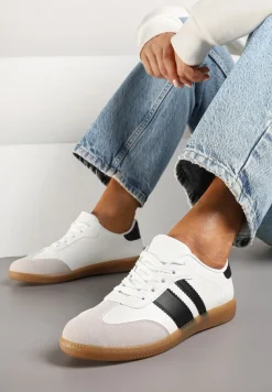 Białe Sneakersy w Stylu Tenisówek z Paskami Danareth