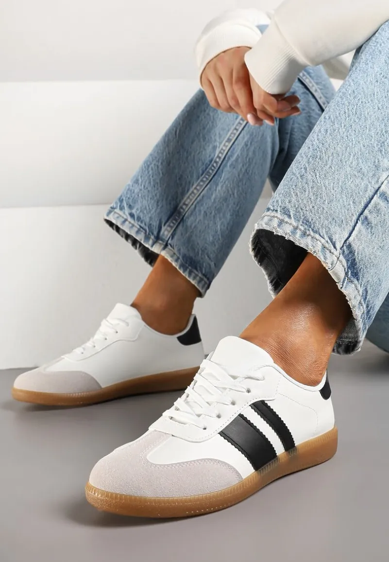 Białe Sneakersy w Stylu Tenisówek z Paskami Danareth